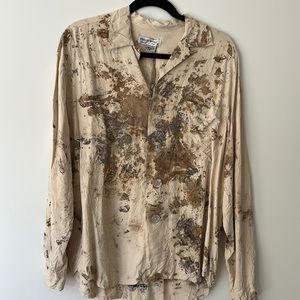 Vintage silk blouse naturally tie dyed